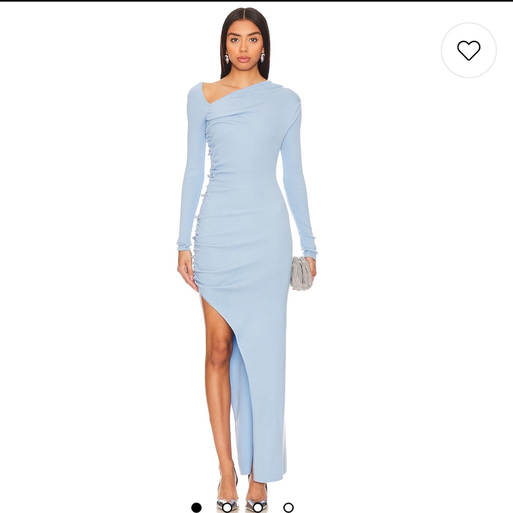 REVOLVE SAULEE- DAHLIA ASYMMETRICAL NECKLINE Blue  KNIT DRESS SIZE 4